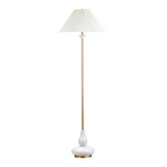 65.75" Transitional White Ceramic Floor Lamp with Gold Metal Accents
