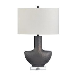 30.25" Transitional Slate Ceramic Table Lamp with Textured Linen Shade