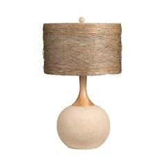29.5" Transitional Tan Resin Table Lamp with Woven Rattan Shade