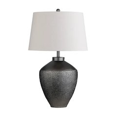 31.5" Transitional Textured Grey Resin Urn Table Lamp
