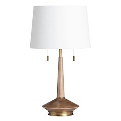 64.5" Transitional Walnut Wood Floor Lamp with Brass Accents