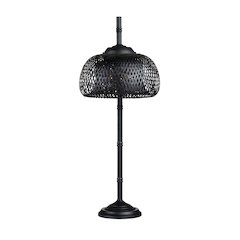 37.5"H Black Metal Buffet Lamp With Rattan Shade