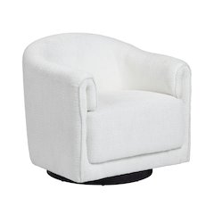 Light Cream Textured Upholstered Swivel Accent Chair