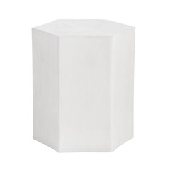 Textured White Hexagon Shaped Accent_End Table