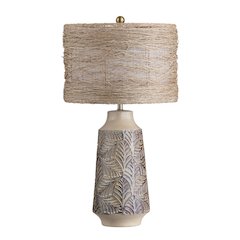 Set Of 2 Ceramic Table Lamps With Rattan Shade