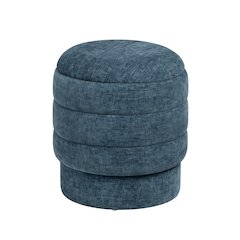 Navy Blue Round Ottoman W/ Storage