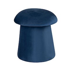 Navy Blue Velvet Mushroom Ottoman W/ Storage