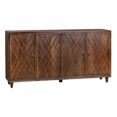 72" Solid Wood 4-Door Media Credenza
