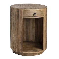 Solid Mango Brown Round Accent_End Table