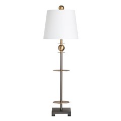 Set Of 2 Metal Buffet Lamp With Linen Shade