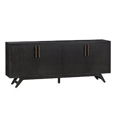 80" Smooth Black 4-Door Media Credenza