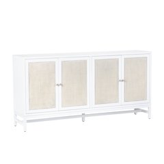 72" White-Washed And Cream 4-Door Media Credenza