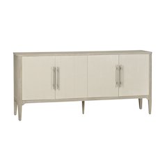 74" White=-Washed Beige 4-Door Media Credenza