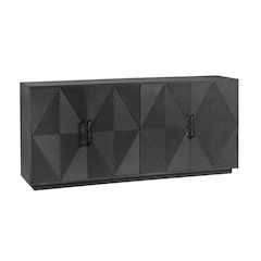 72" Sleek Black 4-Door Media Credenza