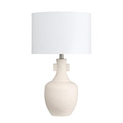 26.25" Coastal Cream Ceramic Table Lamp with Silver Accents