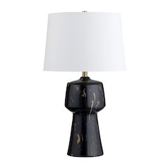 28.25" Transitional Black Ceramic Table Lamp with Gold Accents