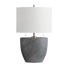 31.5" Transitional Silver Ceramic Table Lamp with Gold Accents
