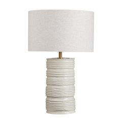 29" Coastal Elegance Ceramic & Rattan Table Lamp with Tapered Drum Shade