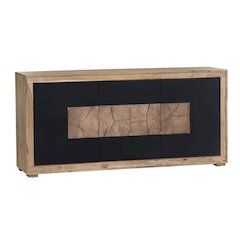 76" Solid Wood 3-Door Media Credenza