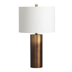 Set Of 2 Ombre Elegant Metal Cylinder Table Lamp With Linen Shade
