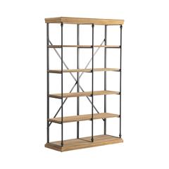 Crestview Collection La Salle Metal and Wood Bookshelf Furniture, Brown