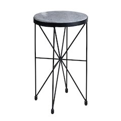Grey Marble And Metal Round Accent_End Table