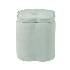 Seafoam Green Chenille Flower Ottoman W/ Storage