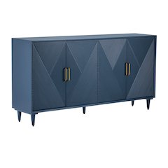 72" Navy Blue 4 Door Media Credenza