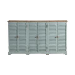 Crestview Collection Clearwater 6 Louvered Door Sea Wash Sideboard