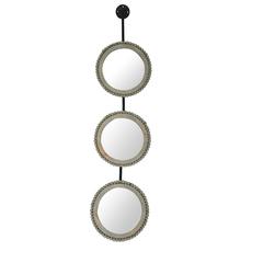Crestview Collection Evolution Fiona Hanging Wood Wall Mirror in Grey Brown