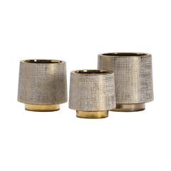 Crestview Collection Beacon Gray and Gold Ceramic Vases Set of 3