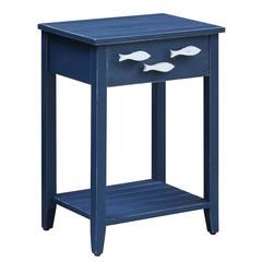 Crestview Collection Nautical Navy 1 Drawer Accent Table w/Fish Hardware