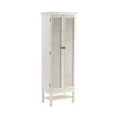 Crestview Collection Magnolia Louvered 2 Door Tall White Storage Cabinet