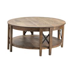 Crestview Collection 18" Black Metal Cross Round Cocktail Table Furniture