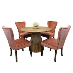 Jaden 42" Dining Table with 2 sets of Cleo Blush Chairs