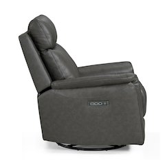Rowland Triple Power Recliner Living Room Chair - Aline Coal Brown Leather
