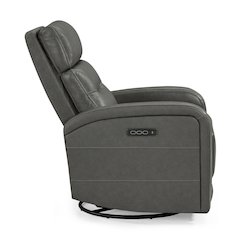 Rosslyn Triple Power Recliner Living Room Chair - York Charcoal Gray Leather