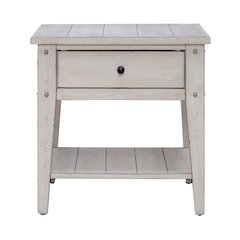 Lake House End Table - Weathered White Oak Wood Plank Top