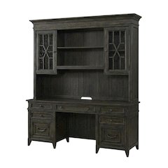 Rustic Rubberwood Credenza and Hutch with Split Heart White Oak Veneer