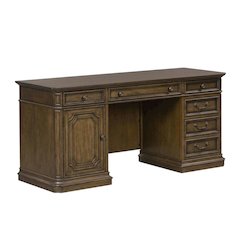 Traditional Antique Toffee Credenza with Wood Veneers and Spacious Storage