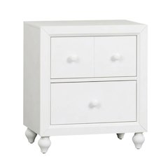 White Cottage Nightstand with Melamine & Rubberwood Frame, Stylish and Durable