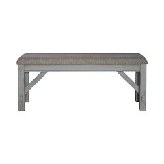 Dining Bench Transitional Grey in Smokey Grey Finish w/ Carbon Grey Tops