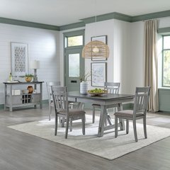 Newport 5 Piece Trestle Table Set - 4 Splat Back Side Chairs, Two 14" Leaves