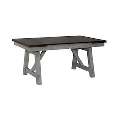 Newport Trestle Table with Two 14" Leaves - Smokey Gray with Carbon Gray Wood