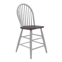 Farmhouse Windsor Back Counter Chair in Two Tone White w/ Wood Tone Top