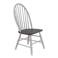 Farmhouse Windsor Back Side Chair in Two Tone White w/ Wood Tone Top