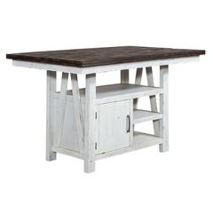 Farmhouse Gathering Table in Two Tone White w/ Wood Tone Top