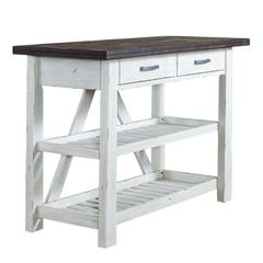 Farmhouse Server in Two Tone White w/ Wood Tone Top