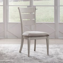 Backroads Ladder Back Side Chair - Set of 2  - Weathered White & Parchment