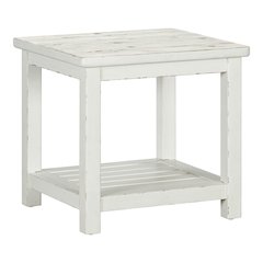 End Table for Living Room Farmhouse - Weathered White & Parchment Brown